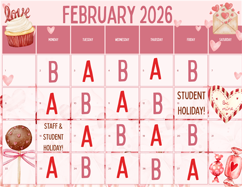 February A & B Day Schedule